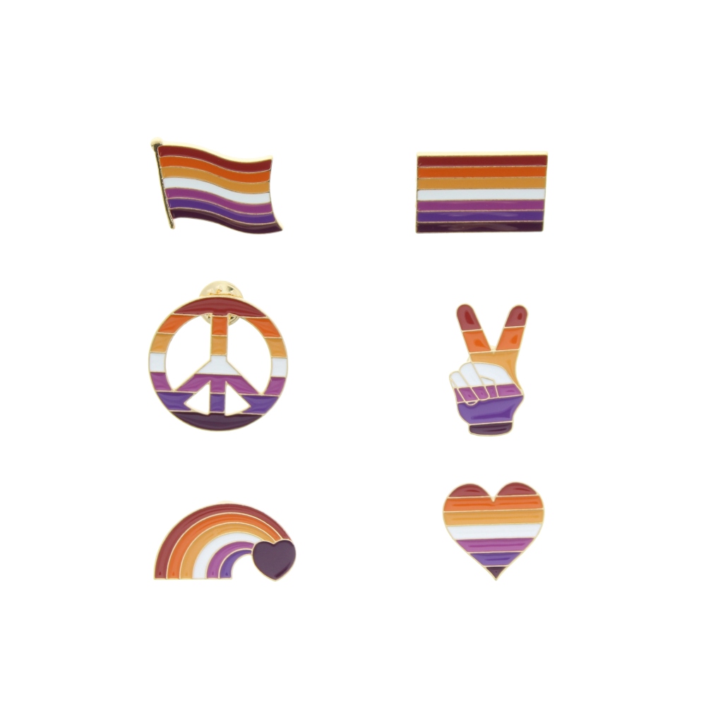 Zac's Alter Ego - Set of 6 Heavy Metal Lesbian Equality Pin - Multicolours